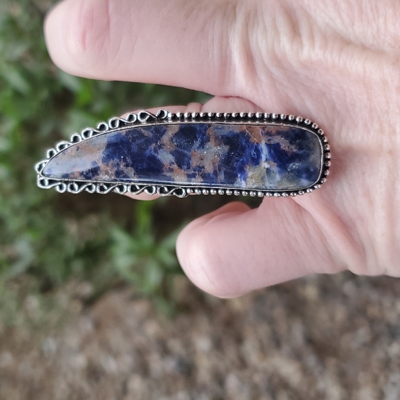 New Huge Sodalite 925 Silver Statement Ring. - Picture 16 of 16